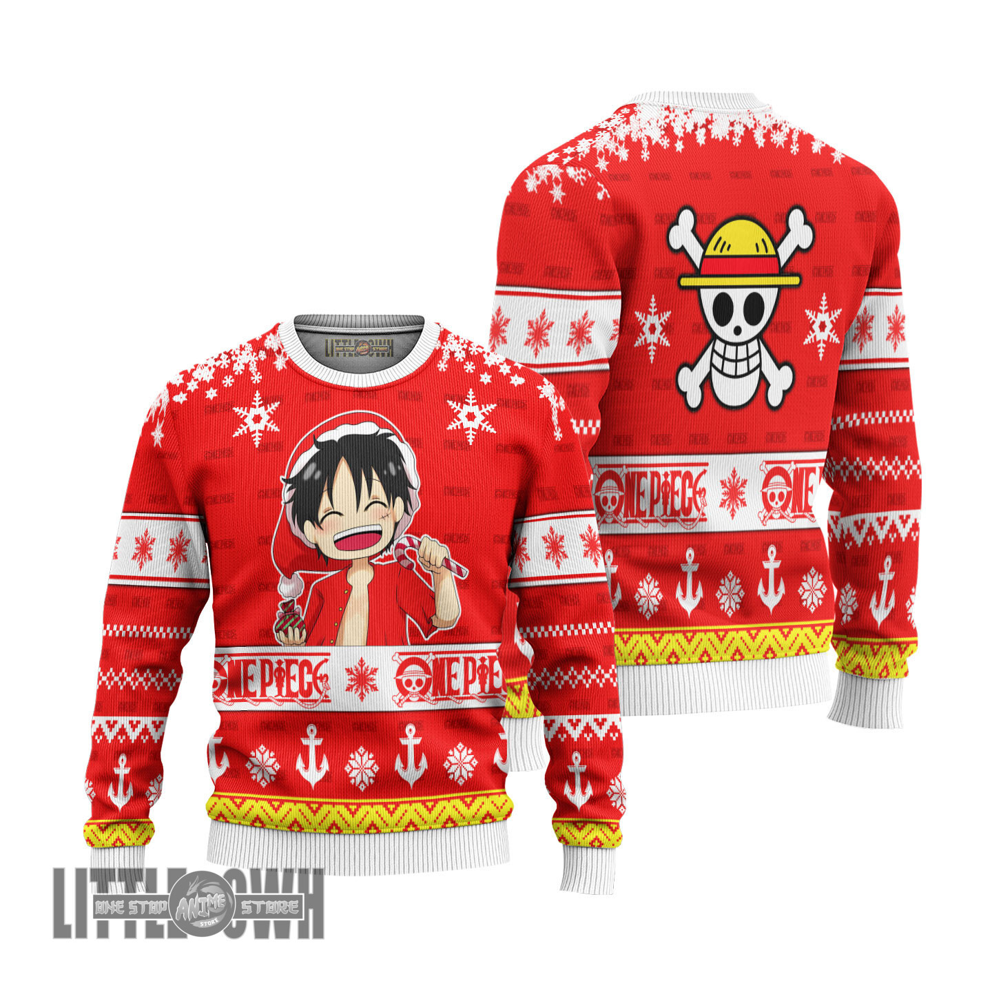 Luffy One Piece Anime Christmas Ugly Sweater Anime Xmas Gift Ideas