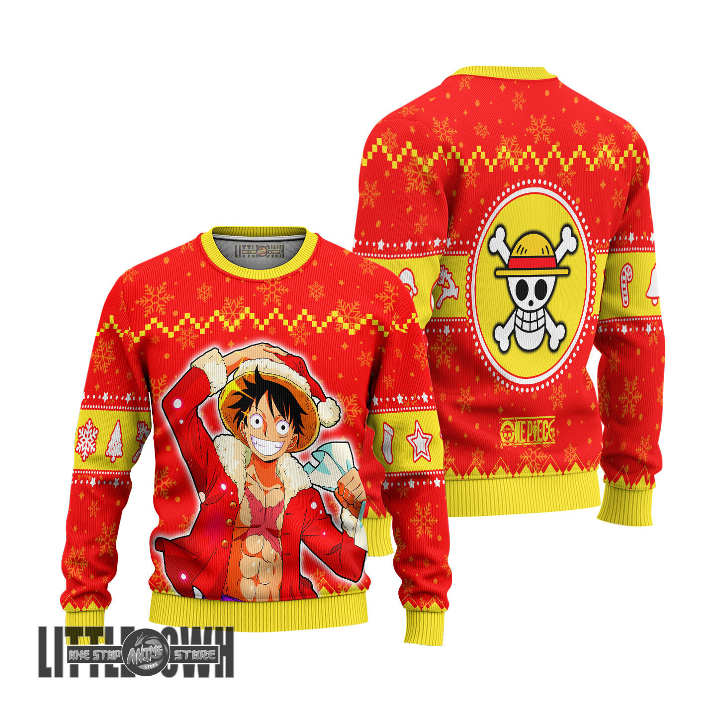 Luffy One Piece Anime Christmas Ugly Sweater Anime Xmas Gift Ideas