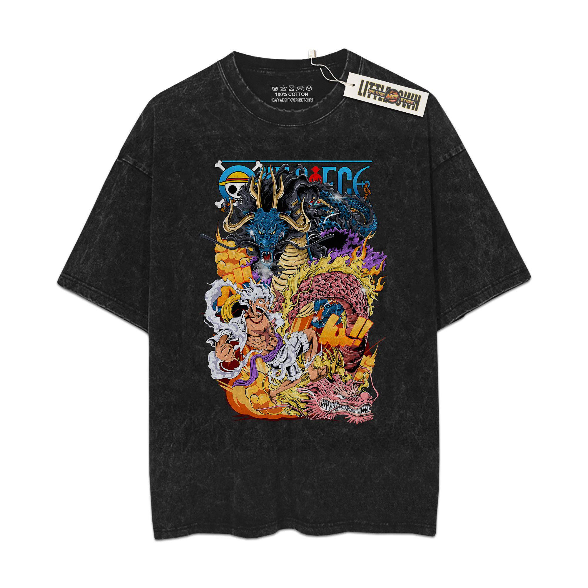 Luffy vs Kaido Vintage Shirt OP Oversized Washed Tees - Custom Anime Tee