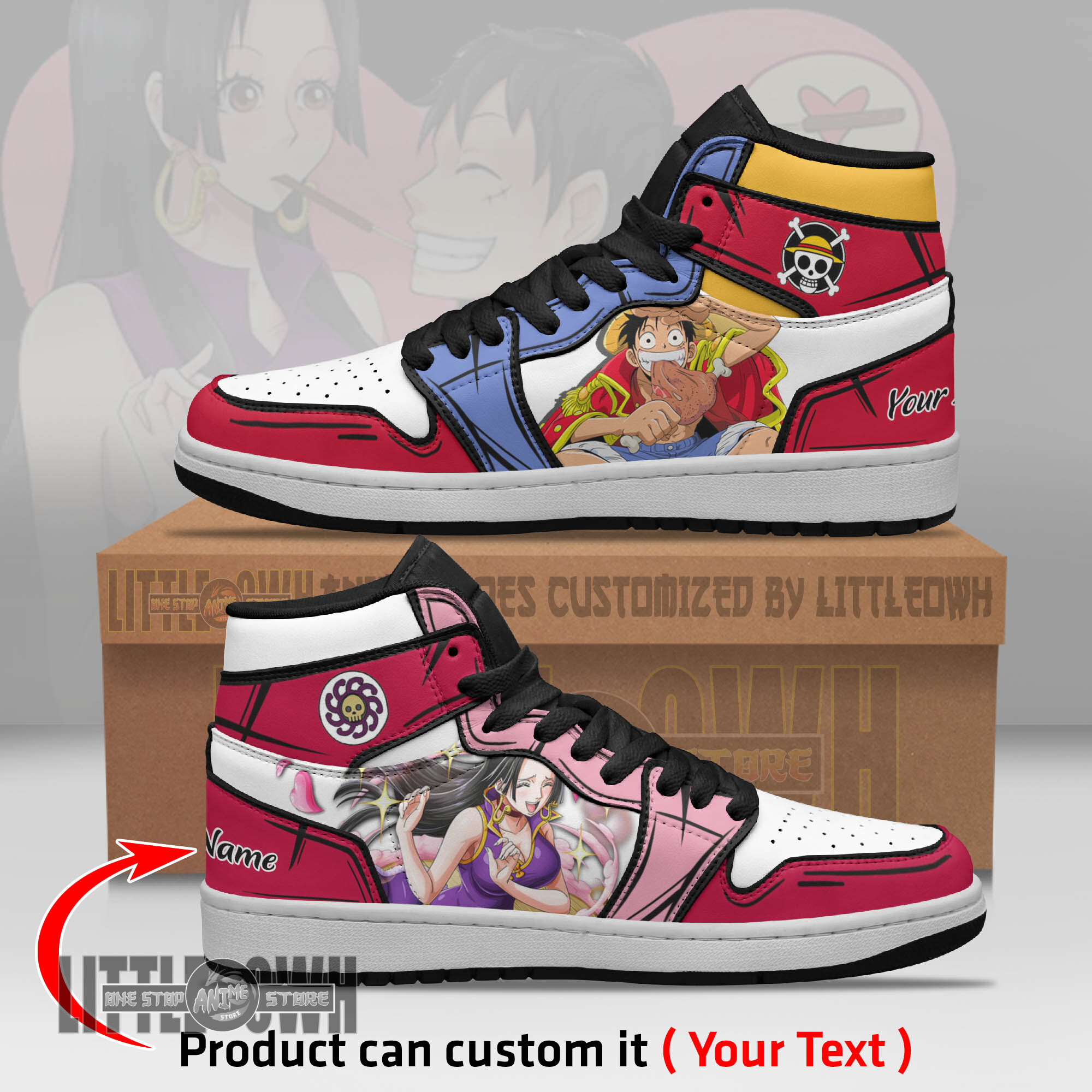 Luffy x Boa Hancock Personalized Shoes One Piece Anime Boot Sneakers