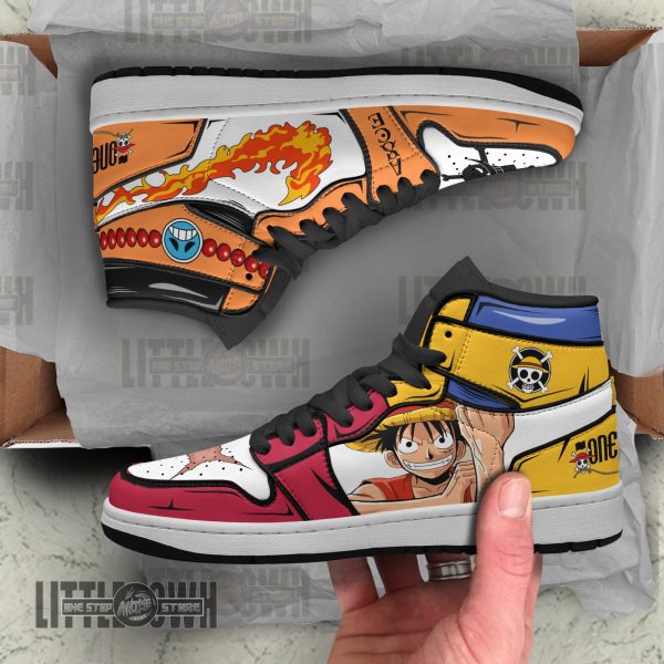 Luffy x Portgas D Ace One Piece Custom Anime Boot Sneakers 7 luffy x portgas d ace anime shoes custom op boot sneakers 5vsir