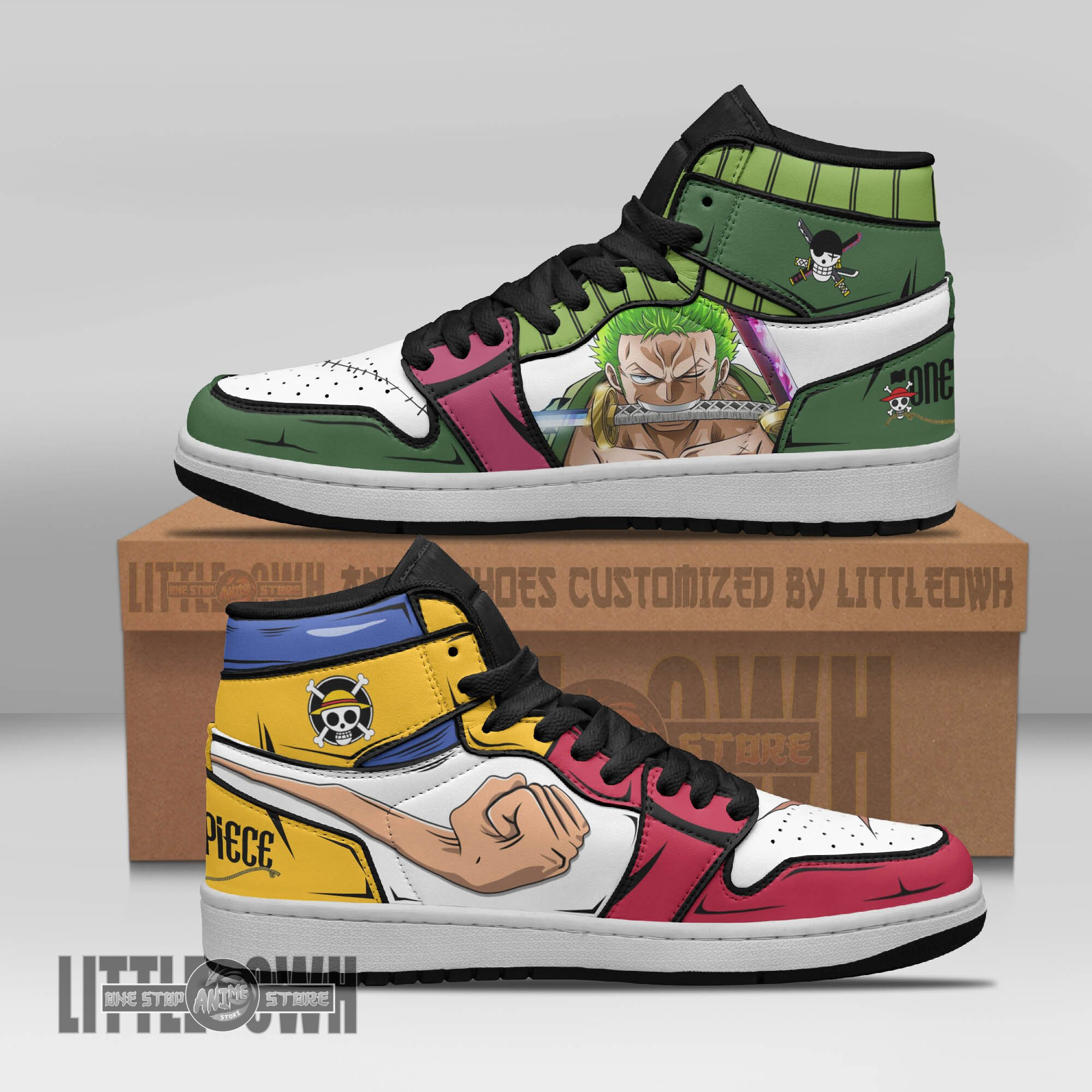 Luffy x Zoro Shoes Custom OP Anime Boot Sneakers 2 Luffy x Zoro Shoes Custom OP Anime Boot Sneakers - Image 2