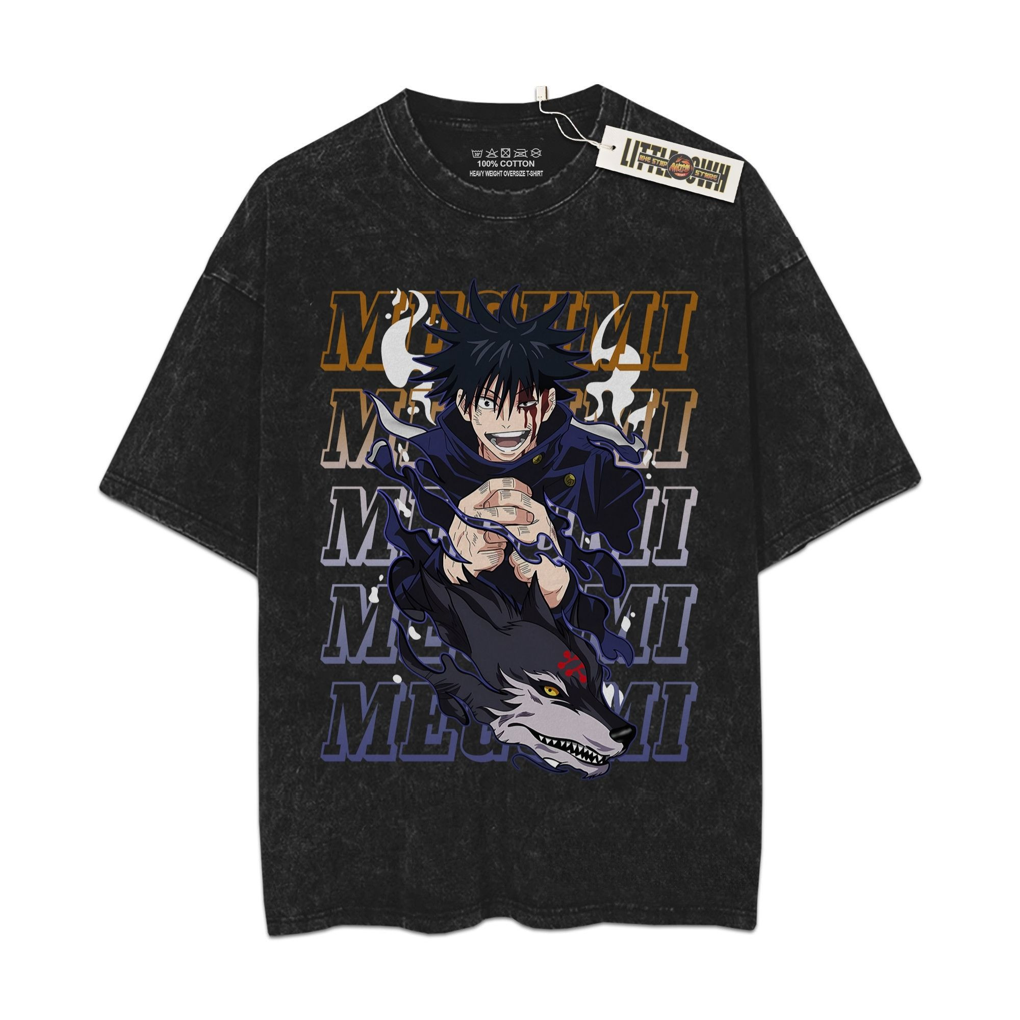 Megumi Vintage Shirt JJK  Oversized Washed Tees - Custom Anime Tee