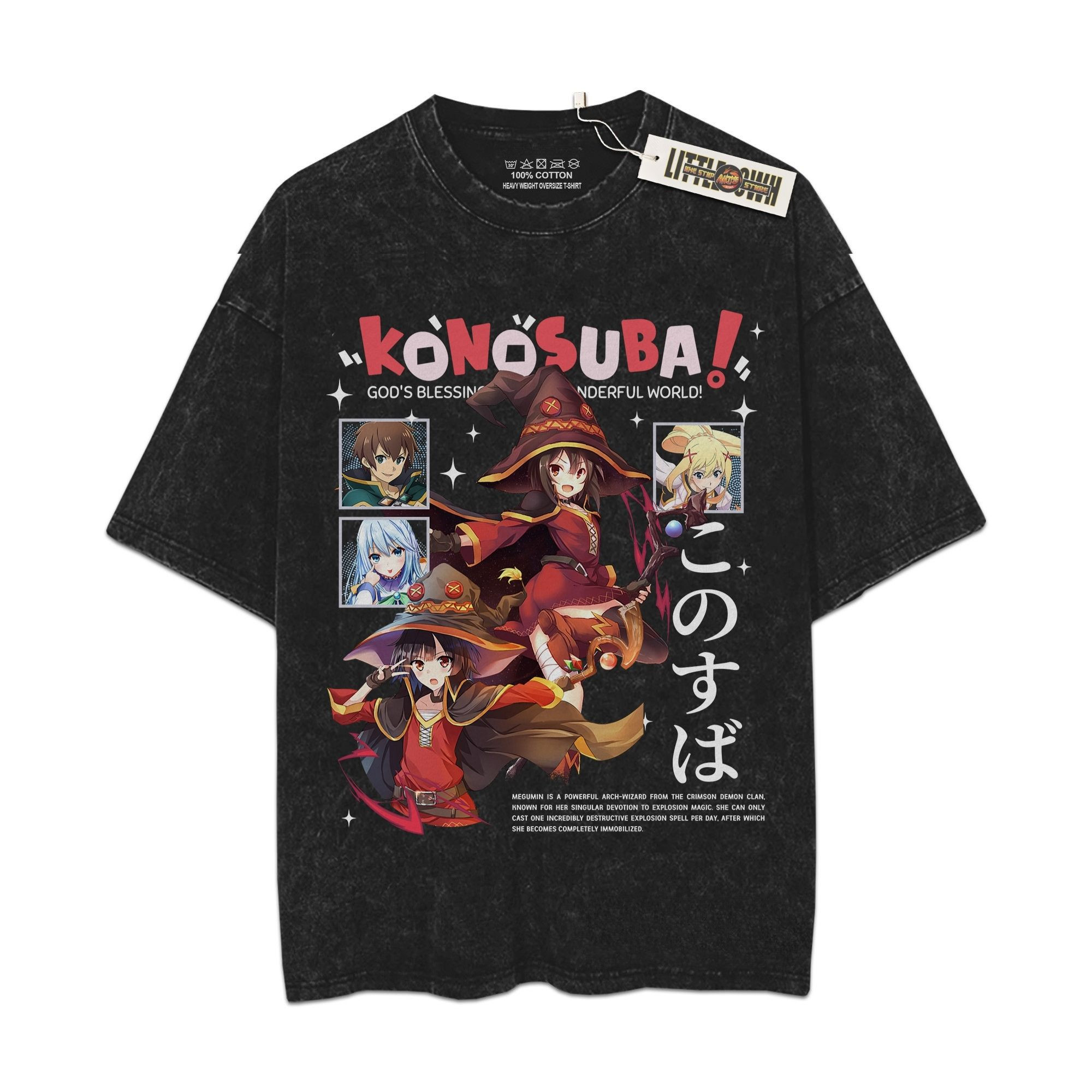 Megumin Vintage Shirt Konosoba Oversized Washed Tees - Custom Anime Tee