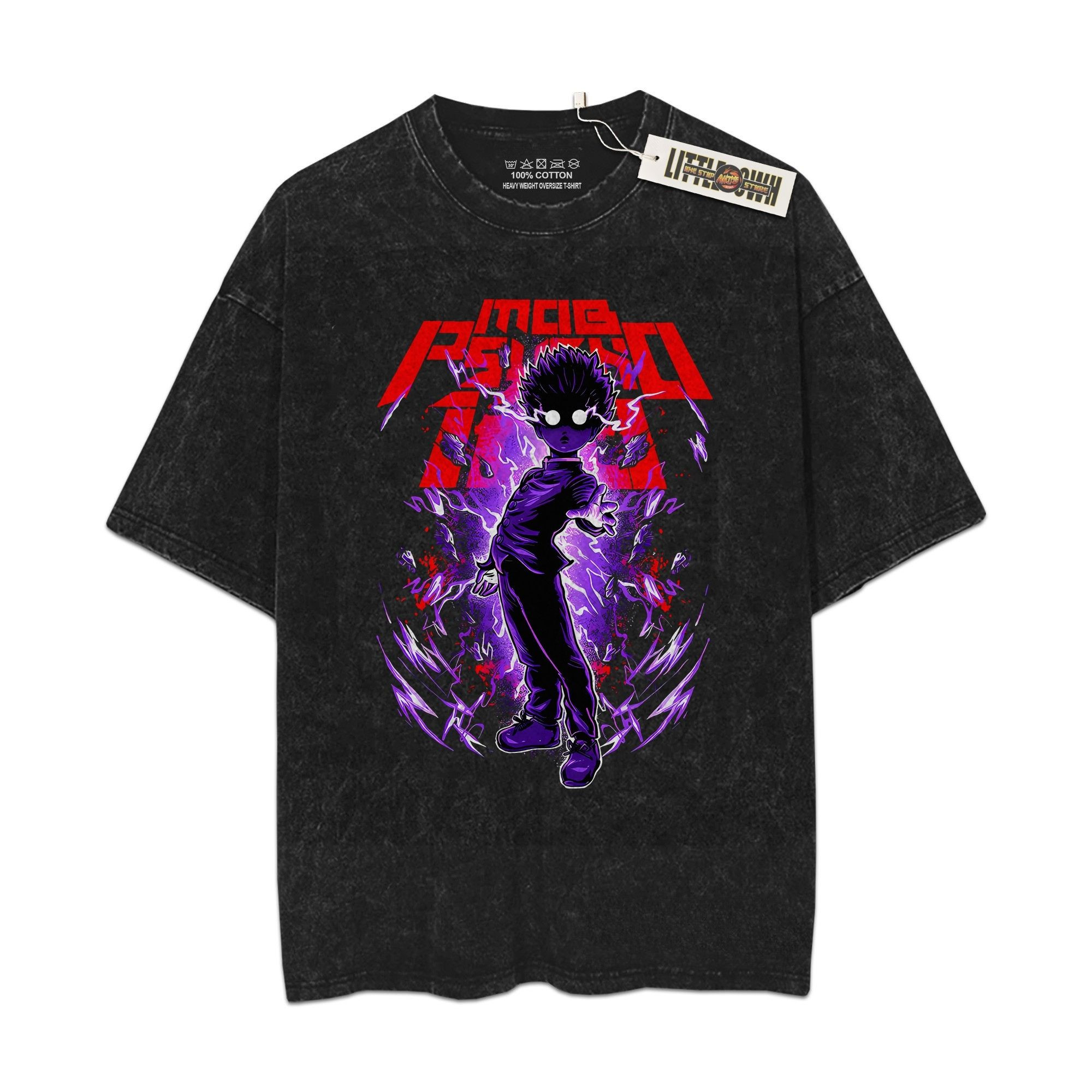 Mob Psy 100 Vintage Shirt KnY Oversized Washed Tees - Custom Anime Tee