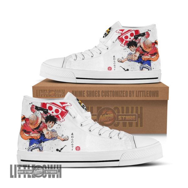 Monkey D. Luffy High Top Canvas Shoes One Piece Anime Mixed Manga Style
