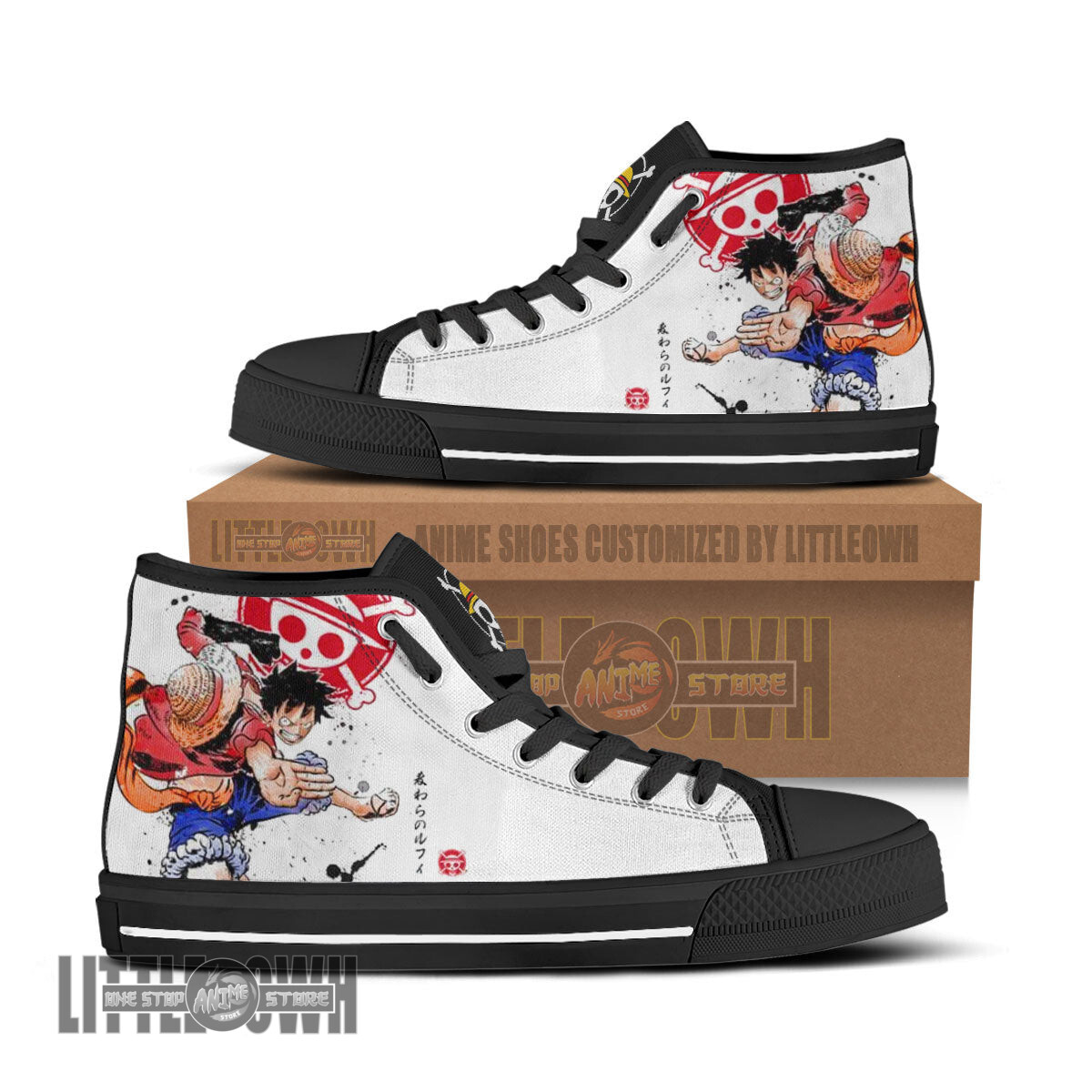 Monkey D. Luffy High Top Canvas Shoes One Piece Anime Mixed Manga Style 2 Monkey D. Luffy High Top Canvas Shoes One Piece Anime Mixed Manga Style - Image 2