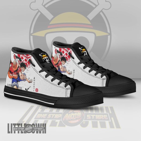 Monkey D. Luffy High Top Canvas Shoes One Piece Anime Mixed Manga Style 9 monkey d luffy high top canvas shoes one piece anime mixed manga style sb4hp