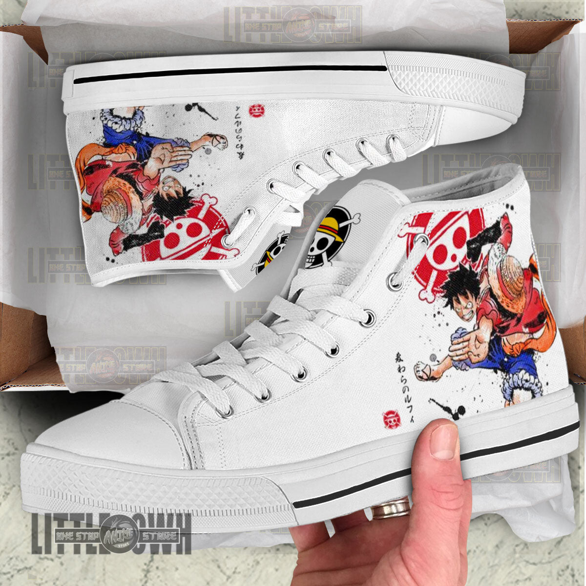 Monkey D. Luffy High Top Canvas Shoes One Piece Anime Mixed Manga Style 4 Monkey D. Luffy High Top Canvas Shoes One Piece Anime Mixed Manga Style - Image 4