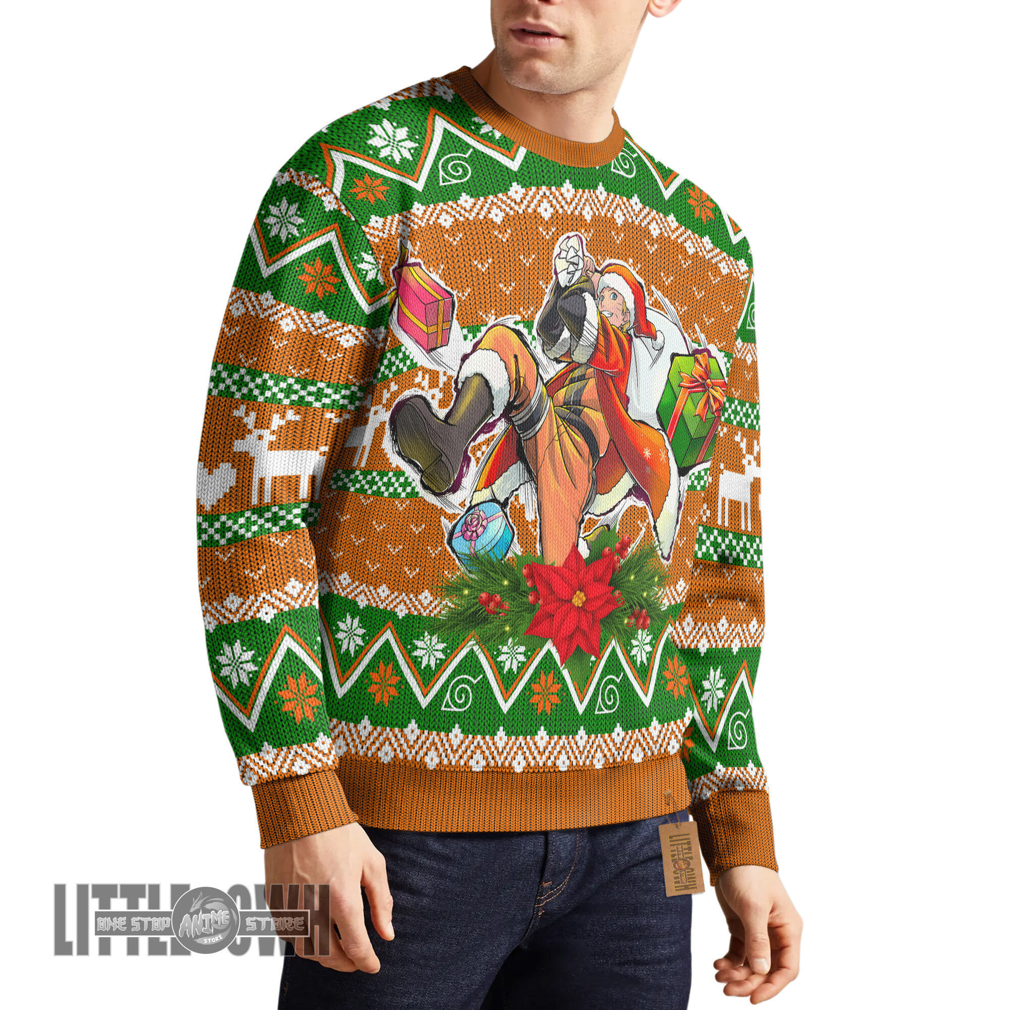 Naruto Santa Claus Custom Knitted Sweatshirt Naruto Ugly Sweater Anime Christmas Gift