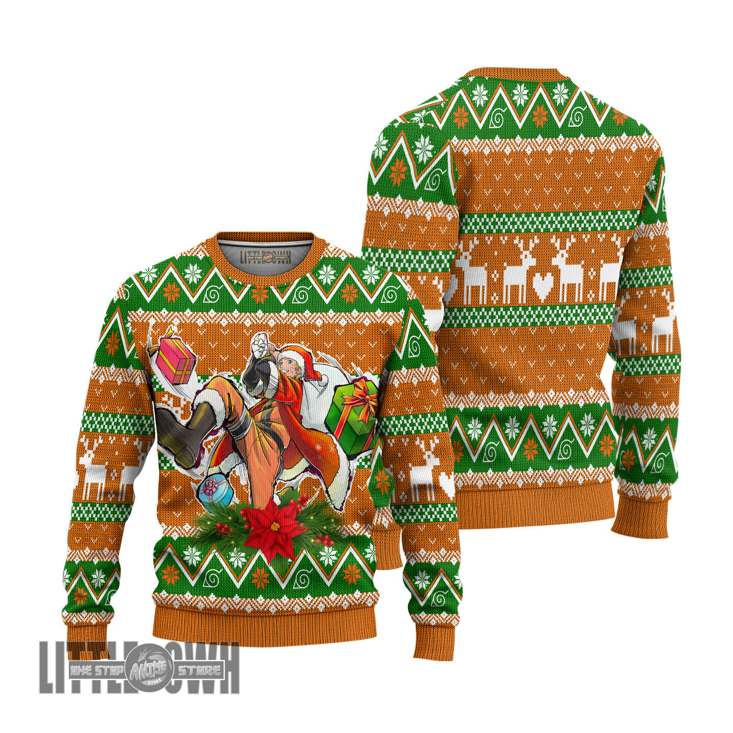 Naruto Uzumaki Knitted Ugly Christmas Sweater Orange x Green