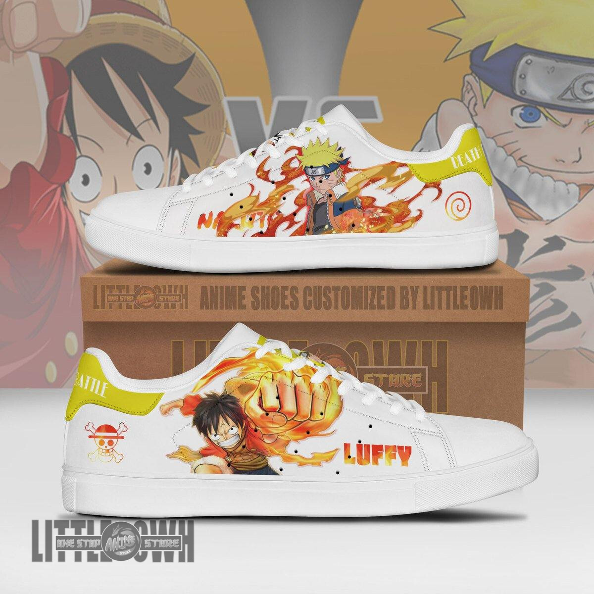 Naruto x Luffy Skateboard Shoes Custom Anime Sneakers