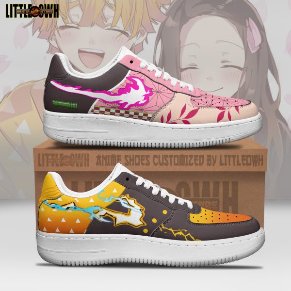 Nezuko and Zenitsu Anime Sneakers - Custom Demon Slayer AF1 Shoes
