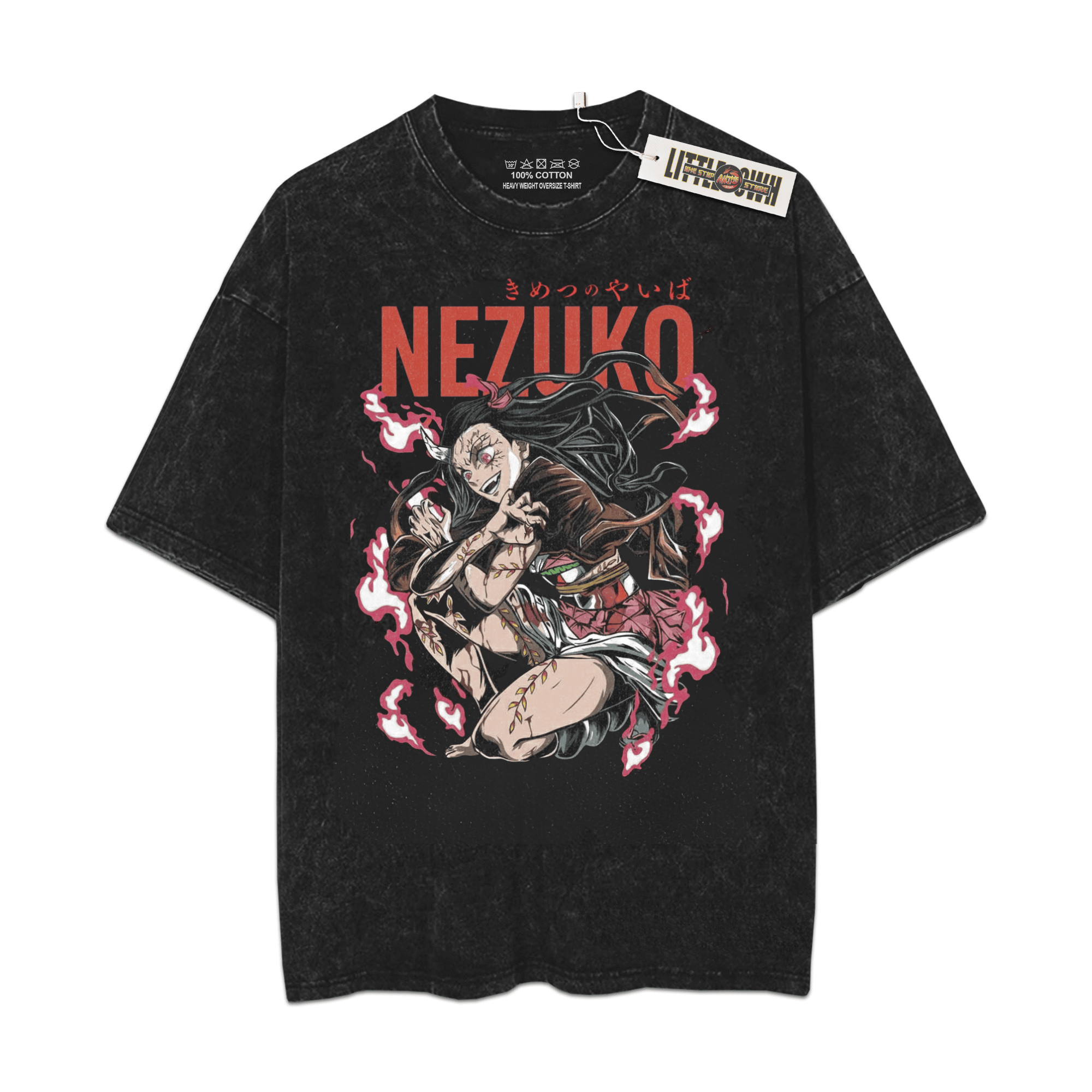 Nezuko Demon Vintage Shirt KnY Oversized Washed Tees - Custom Anime Tee