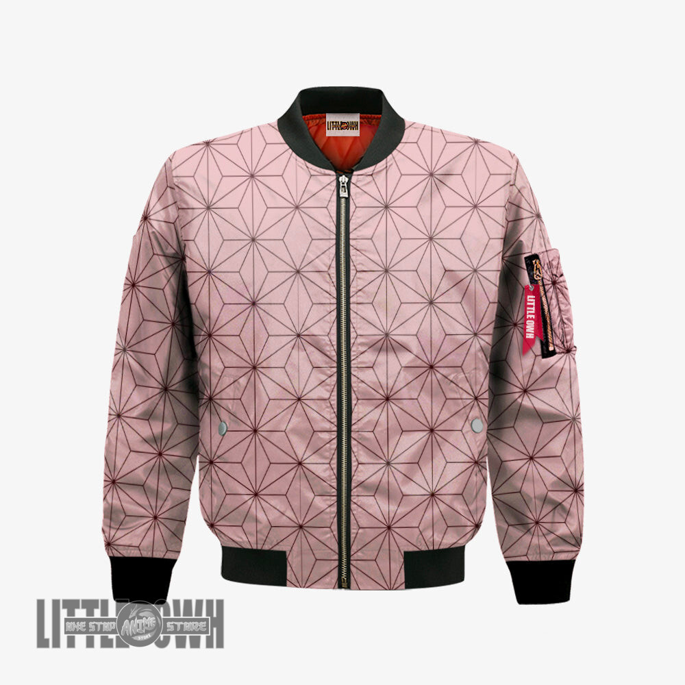 Nezuko Kamado Pattern Bomber Jacket Custom Demon Slayer Cosplay Costumes