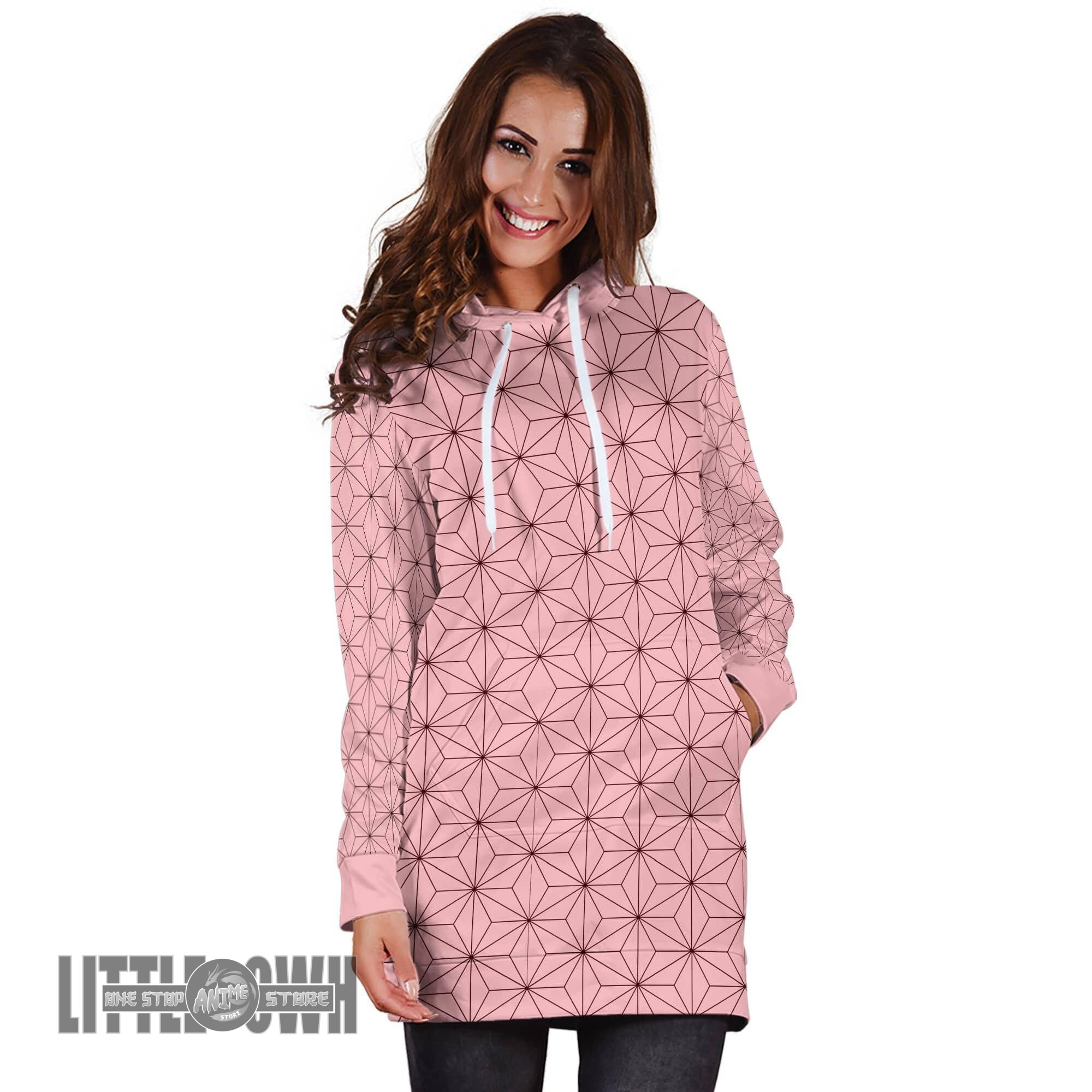 Nezuko Kamado Pattern Custom Anime Demon Slayer Cosplay Costumes Women Hoodie Dress