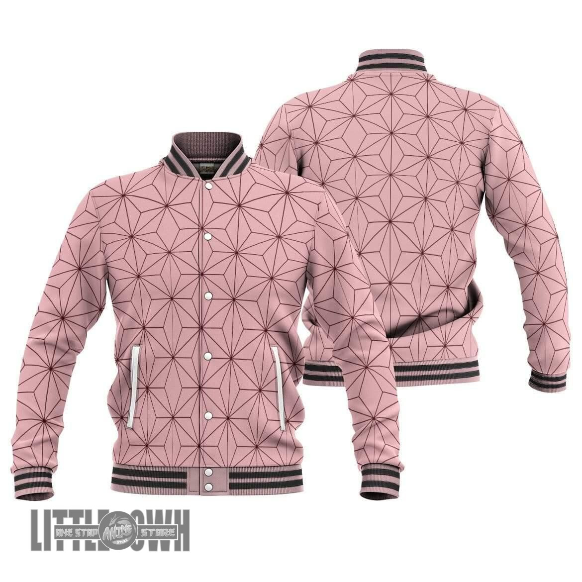 Nezuko Kamado Pattern Unisex Custom Demon Slayer Baseball Jacket Anime Casual Cosplay Costume