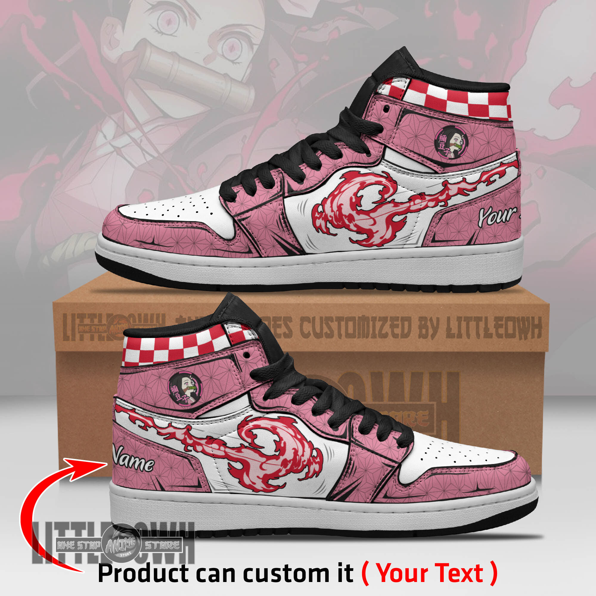 Nezuko Kamado Personalized Shoes Demon Slayer Breathing Anime Boot Sneakers