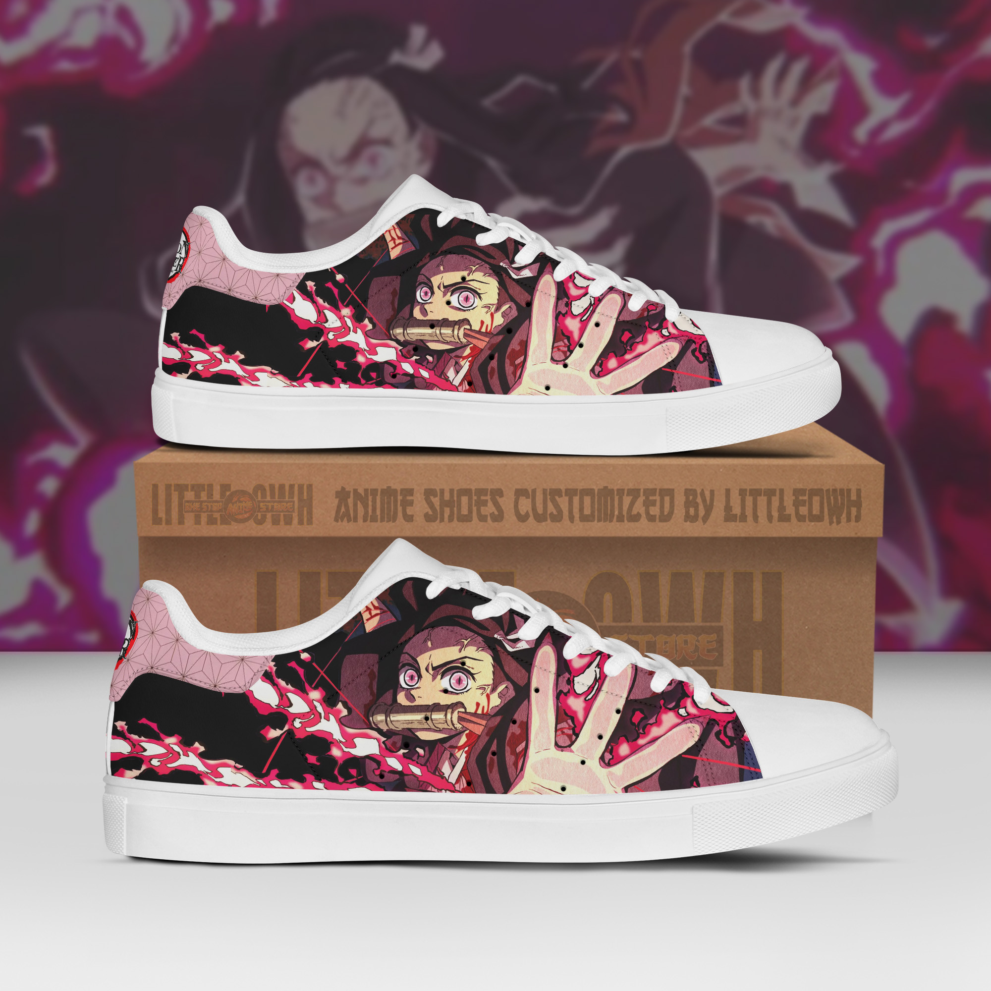 Nezuko Kamado Skate Sneakers Custom Demon Slayer Anime Shoes