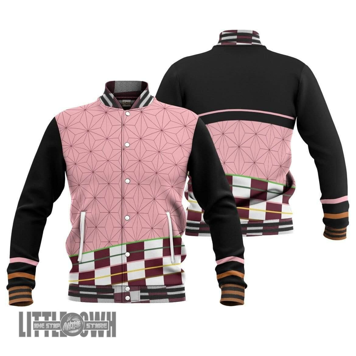 Nezuko Kamado Unisex Custom Demon Slayer Baseball Jacket Anime Casual Cosplay Costume