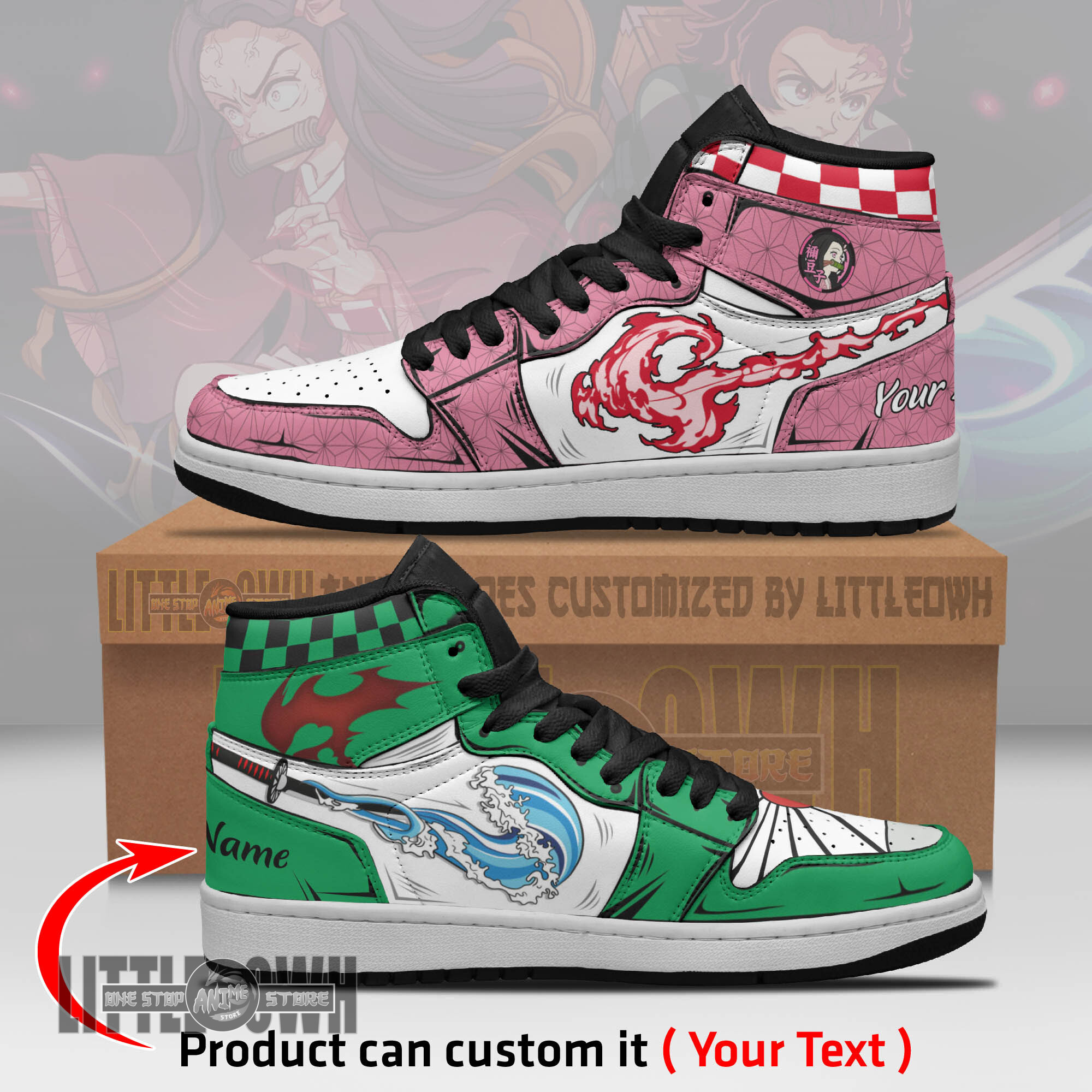 Nezuko x Tanjiro Persionalized Shoes Demon Slayer Anime Boot Sneakers