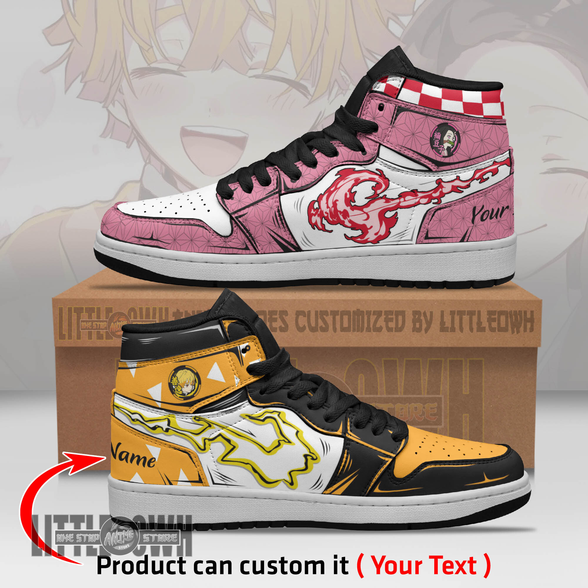 Nezuko x Zenitsu Persionalized Shoes Demon Slayer Anime Boot Sneakers