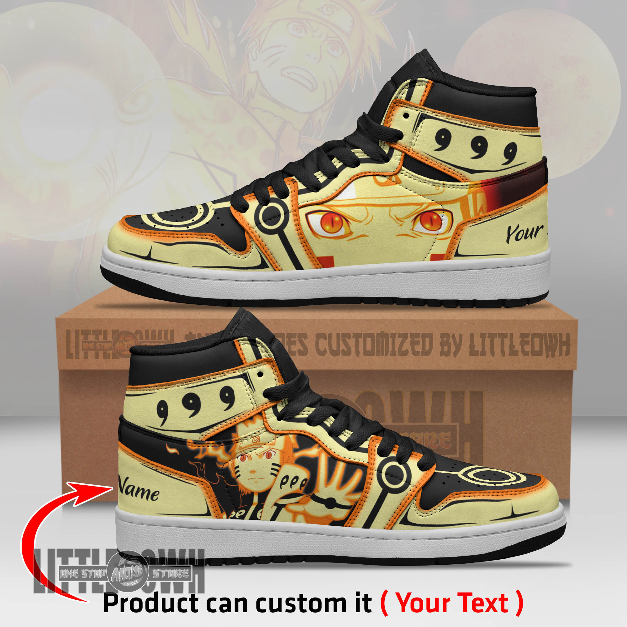 Nine-Tails Chakra Mode Persionalized Shoes Naruto Anime Boot Sneakers