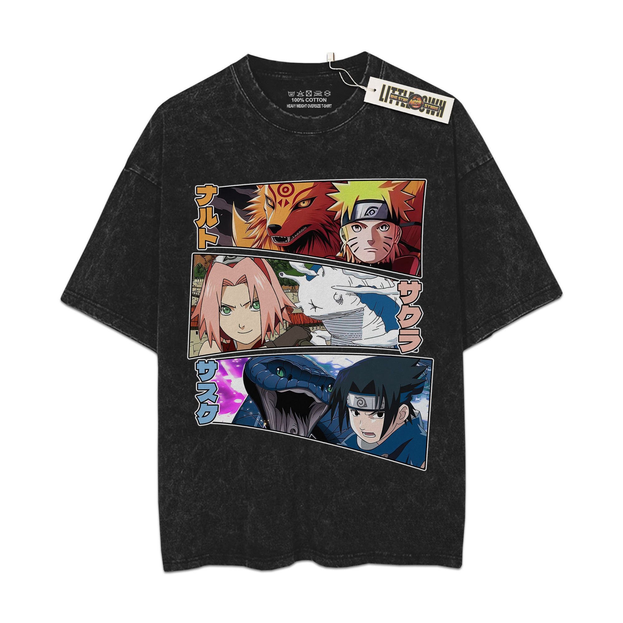 Nrt, Sasuke & Sakura Vintage Oversized Washed Tees - Custom Anime Tee