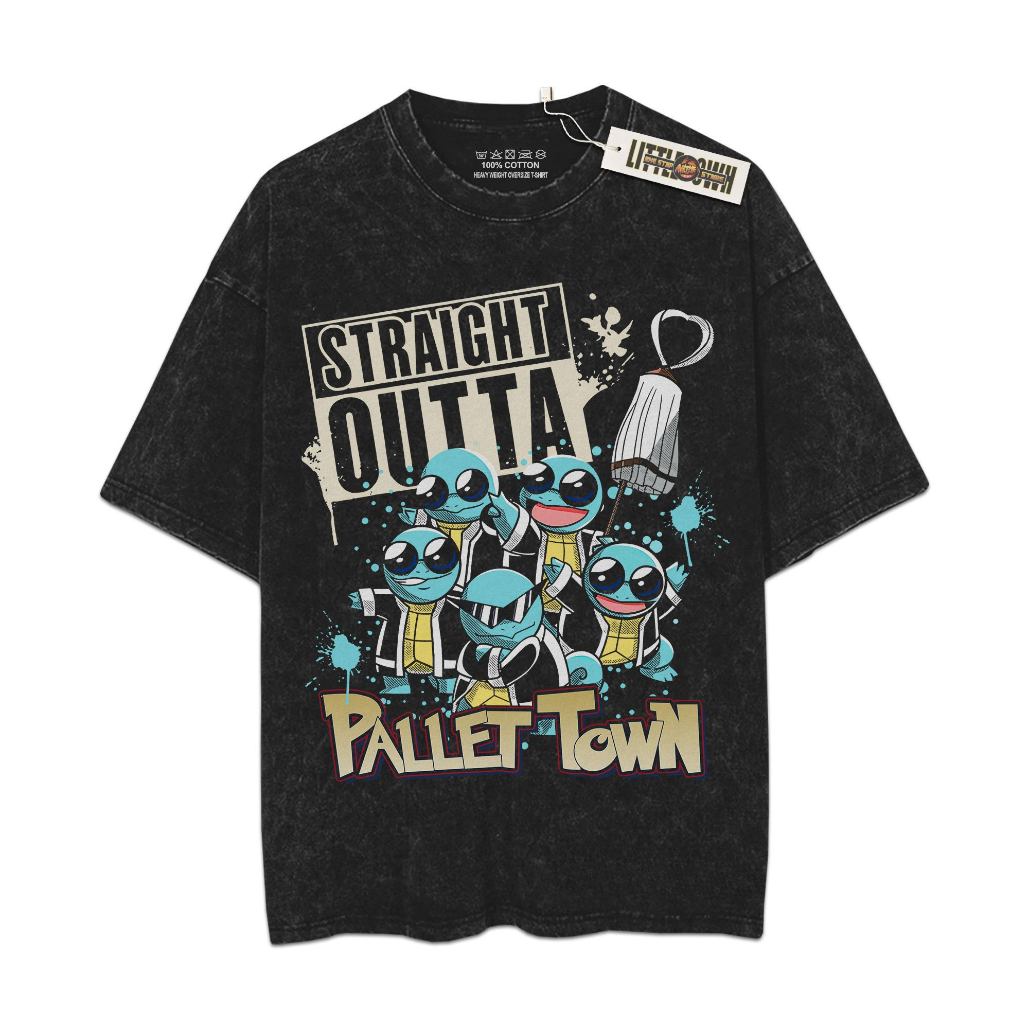 Pallet Town Squirtle Shirt Monster Oversized Washed Tees - Custom Anime Tee