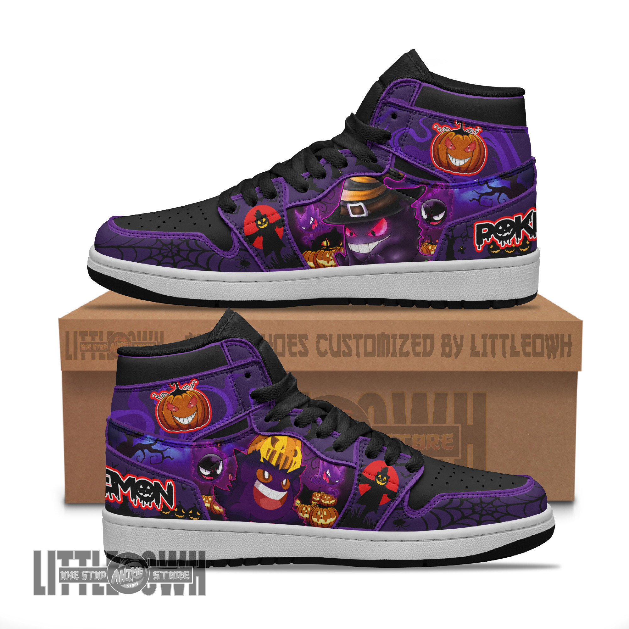 PKM Gengar Halloween Shoes Custom Anime Boot Sneakers 1 PKM Gengar Halloween Shoes Custom Anime Boot Sneakers