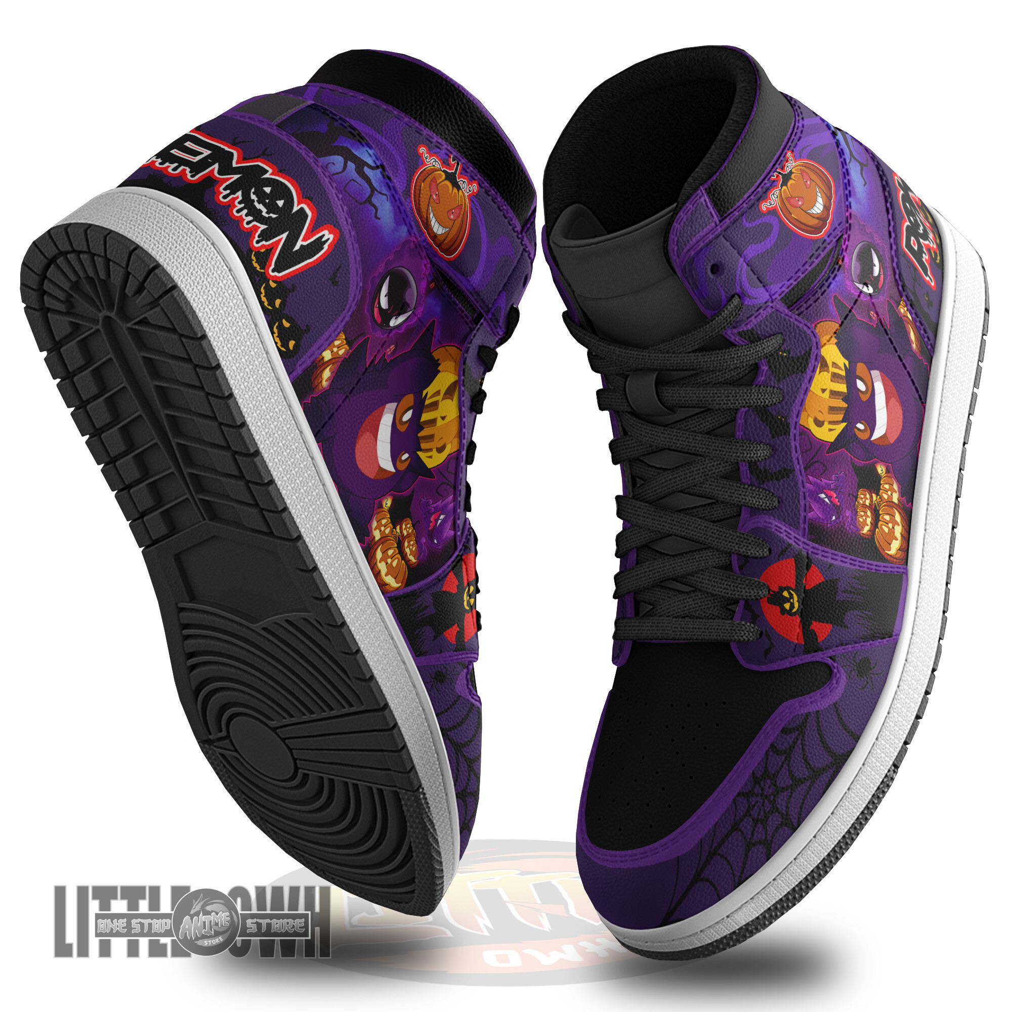 PKM Gengar Halloween Shoes Custom Anime Boot Sneakers 2 PKM Gengar Halloween Shoes Custom Anime Boot Sneakers - Image 2