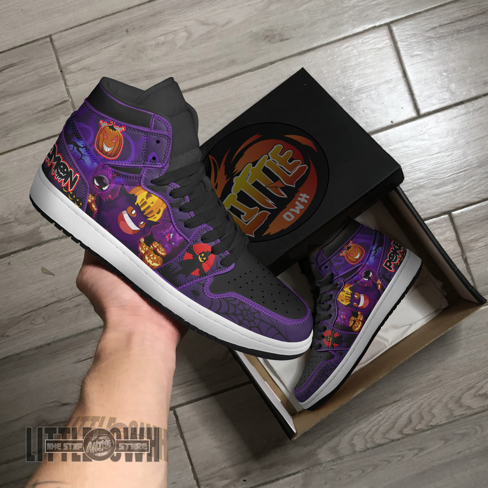 PKM Gengar Halloween Shoes Custom Anime Boot Sneakers 4 PKM Gengar Halloween Shoes Custom Anime Boot Sneakers - Image 4