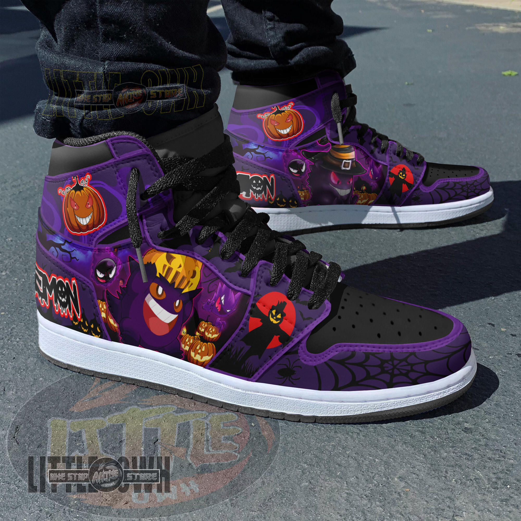 PKM Gengar Halloween Shoes Custom Anime Boot Sneakers 3 PKM Gengar Halloween Shoes Custom Anime Boot Sneakers - Image 3