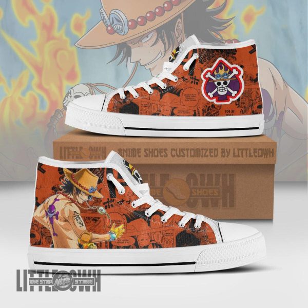 Portgas D. Ace High Top Shoes Custom One Piece Anime Canvas Sneakers