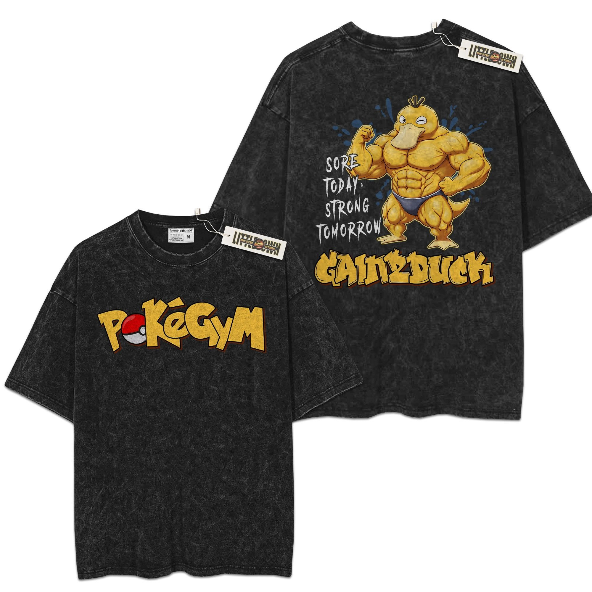 PSYDuck Shirt Pokegym Oversized Washed Tees - Custom Anime Tee