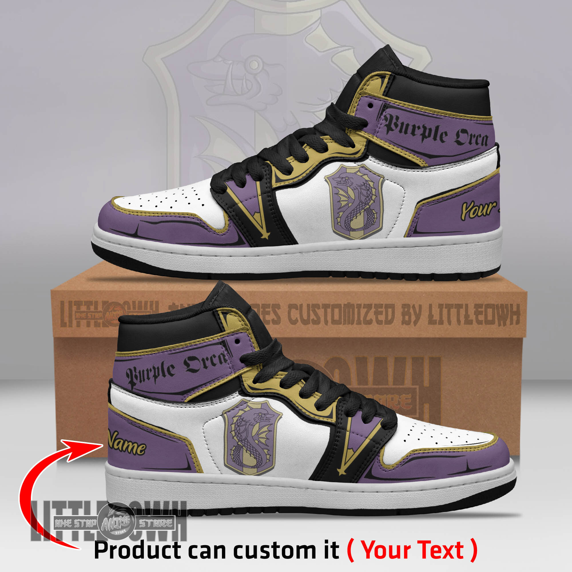 Purple Orca Persionalized Shoes Black Clover Anime Boot Sneakers