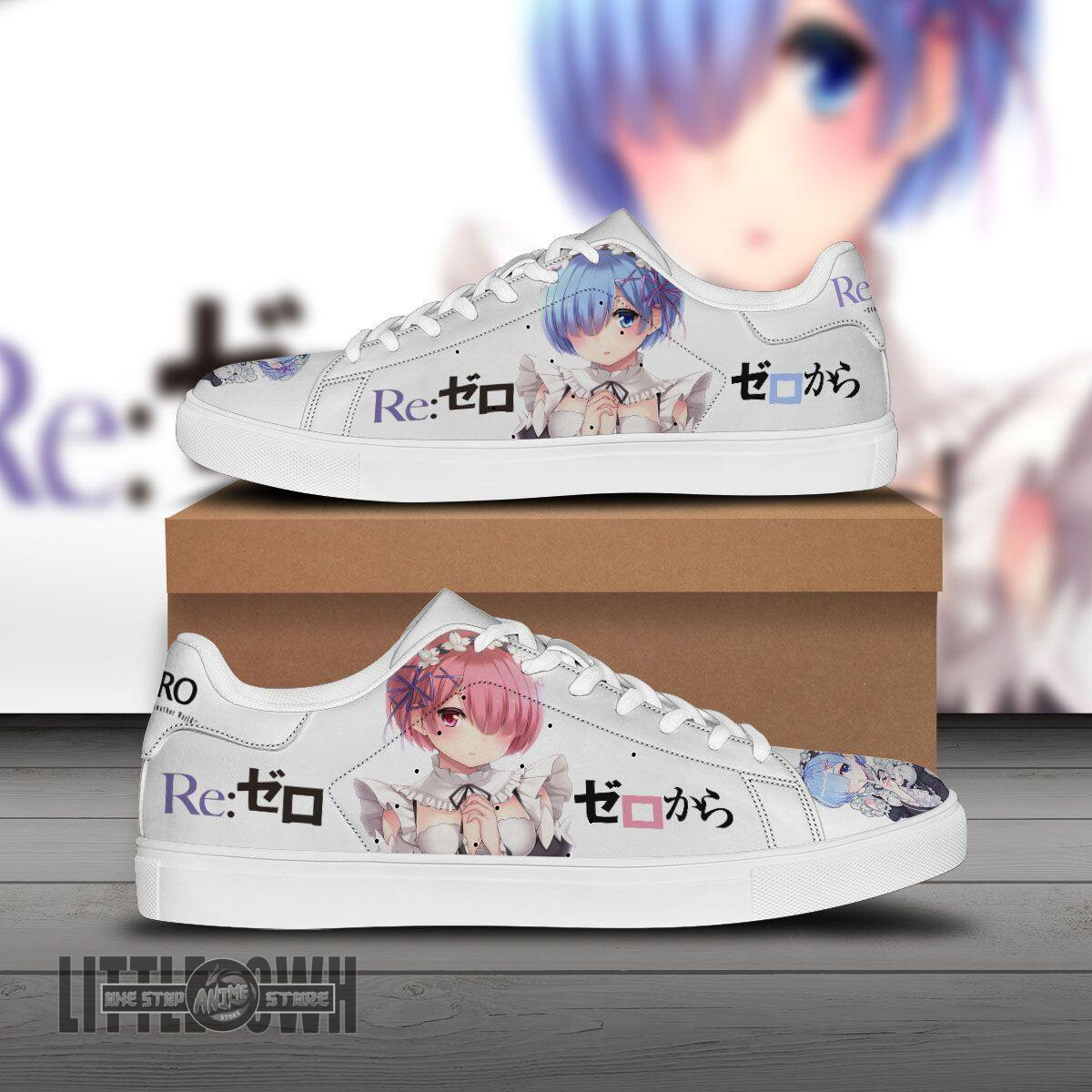 Re Zero Shoes Ram x Rem Skateboard Low Top Starting Life in Another World Anime Sneakers