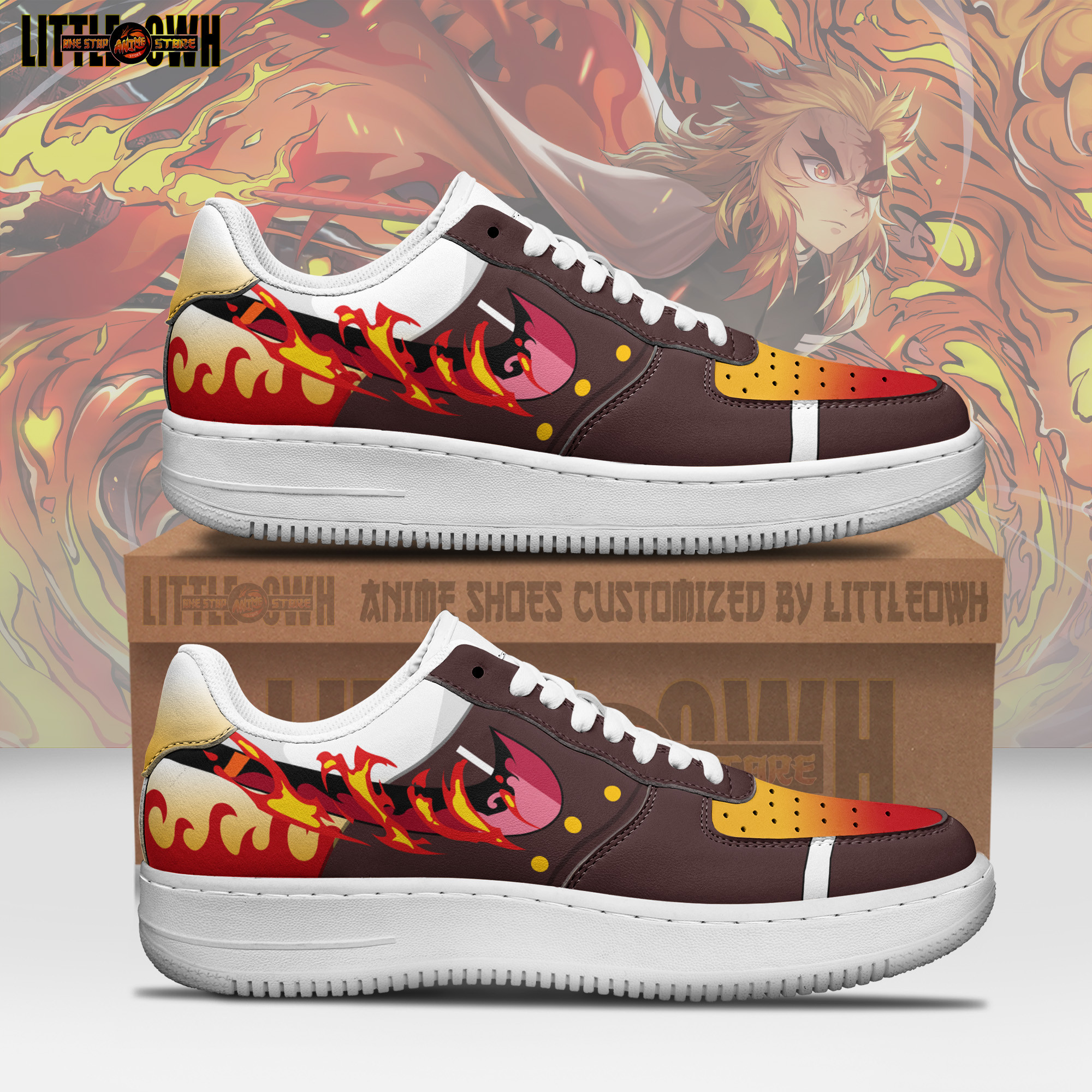 Rengoku Kyojuro Anime Sneakers - Custom Demon Slayer AF1 Shoes 1 Rengoku Kyojuro Anime Sneakers - Custom Demon Slayer AF1 Shoes