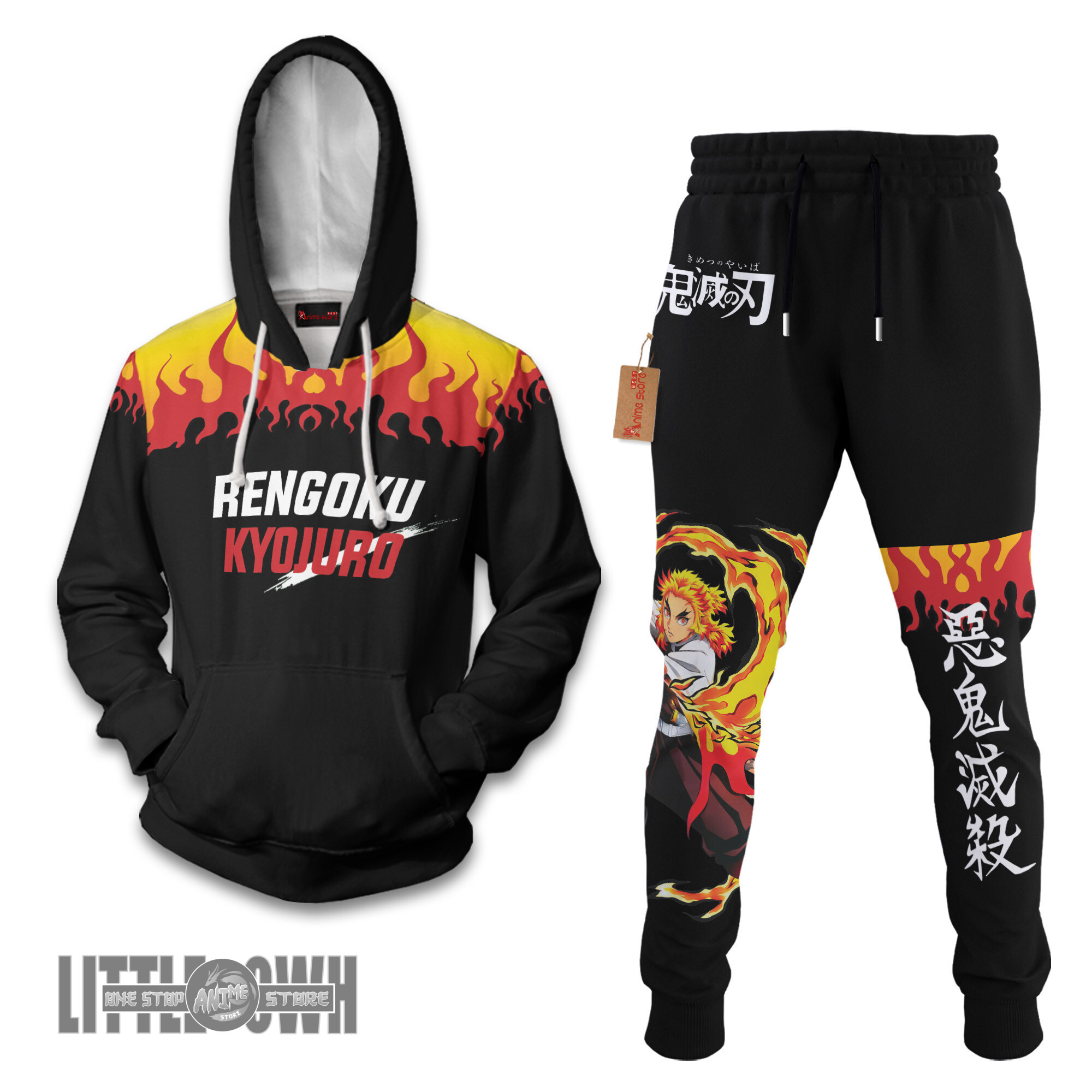Rengoku Kyojuro Demon Slayer Hoodie And Jogger Set Anime Clothes