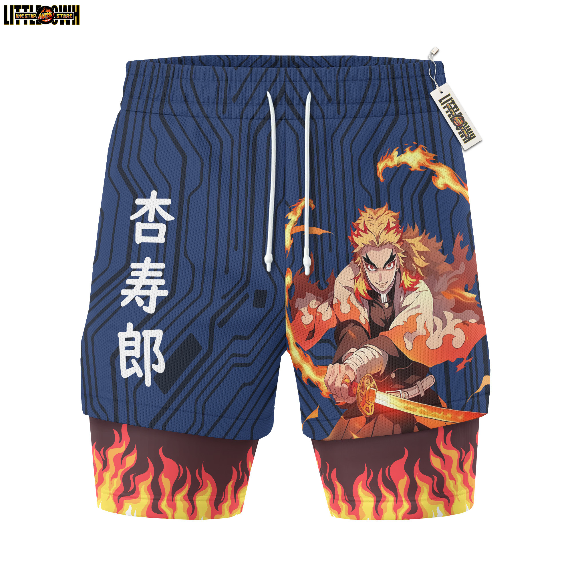 Rengoku Kyojuro KnY Performance Shorts - Running Shorts, Gym Shorts