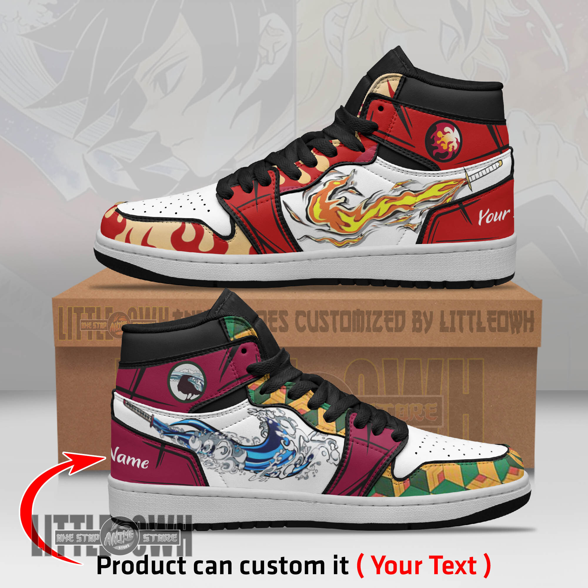 Rengoku x Giyu Persionalized Shoes Breathing Demon Slayer Anime Boot Sneakers