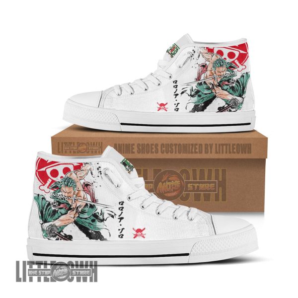 Roronoa Zoro High Top Canvas Shoes One Piece Anime Mixed Manga Style