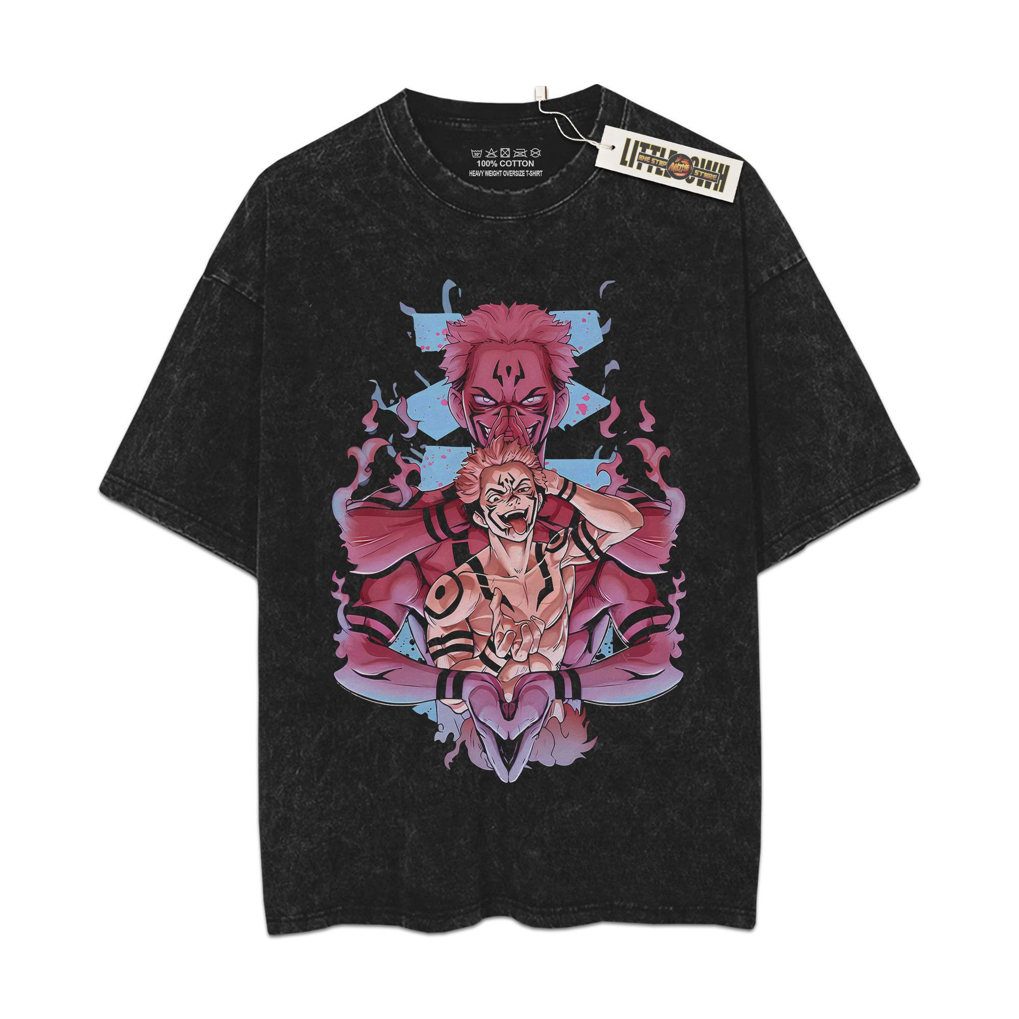 Ryomen Sukuna JJK Vintage Oversized Washed Tees - Custom Anime Tee