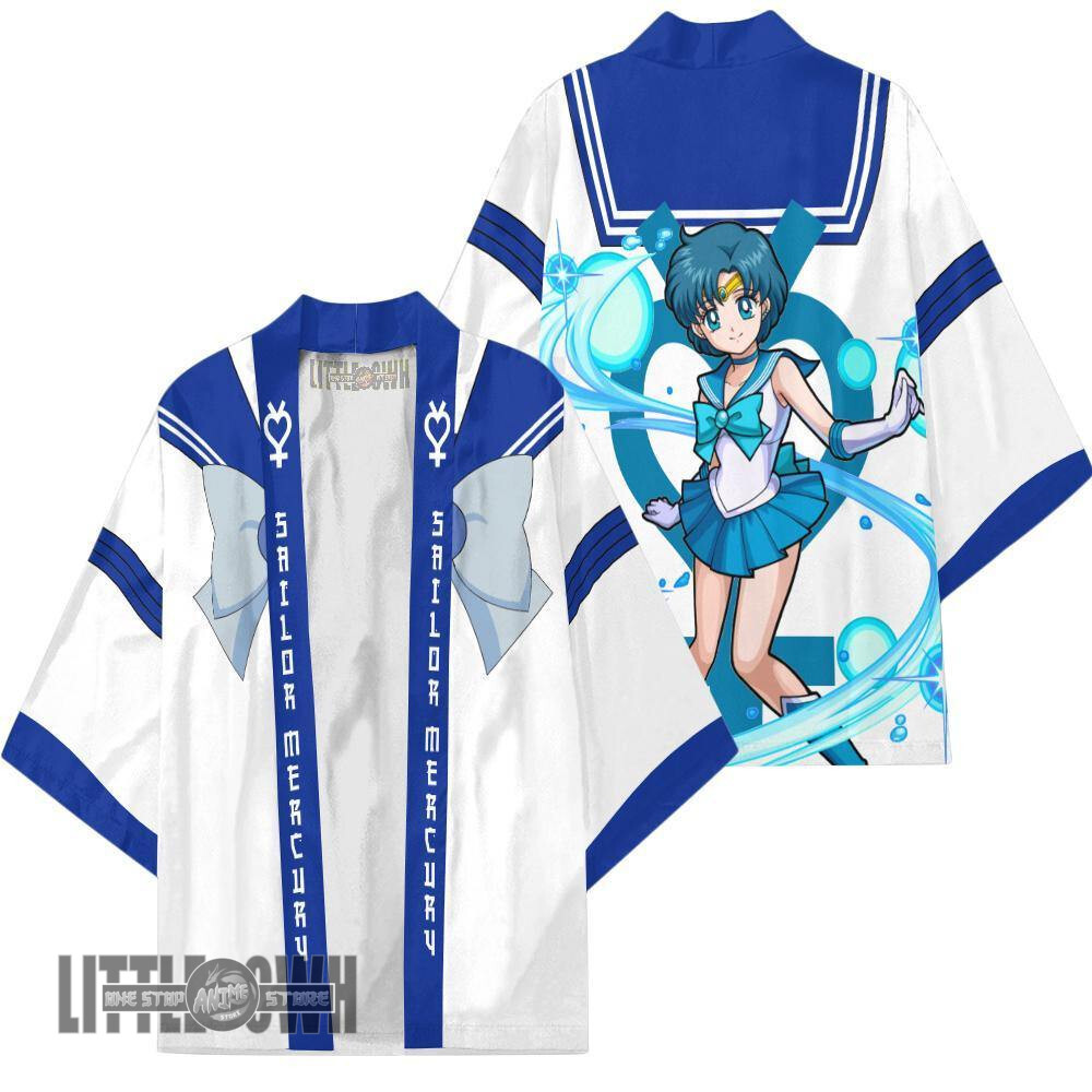 Sailor Mercury Kimono Cardigans Custom Sailor Moon Anime Cloak Cosplay Costume