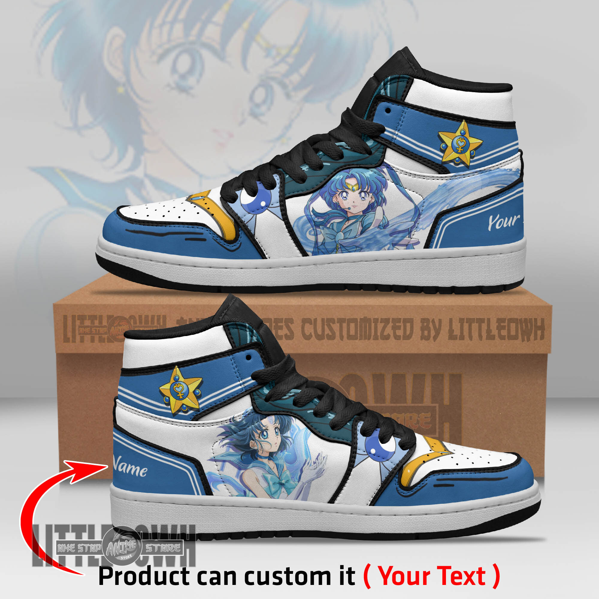 Sailor Mercury Persionalized Shoes Sailor Moon Anime Boot Sneakers