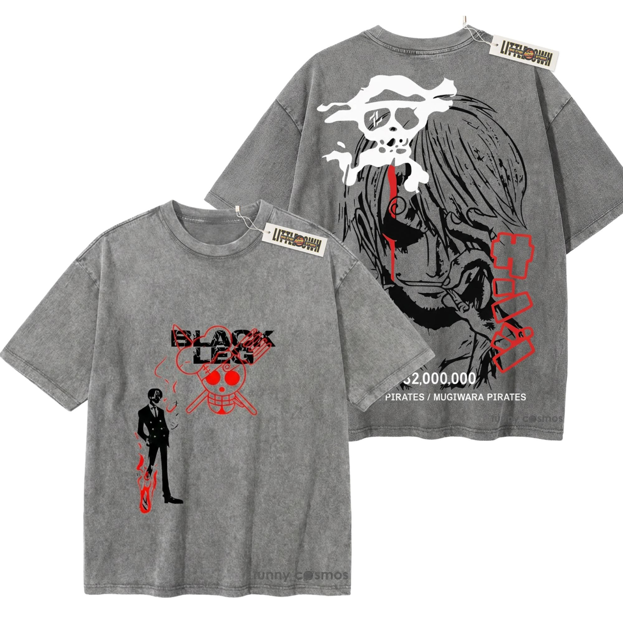 Sanji Black Leg Ifrit Jambe Oversized Washed Tee
