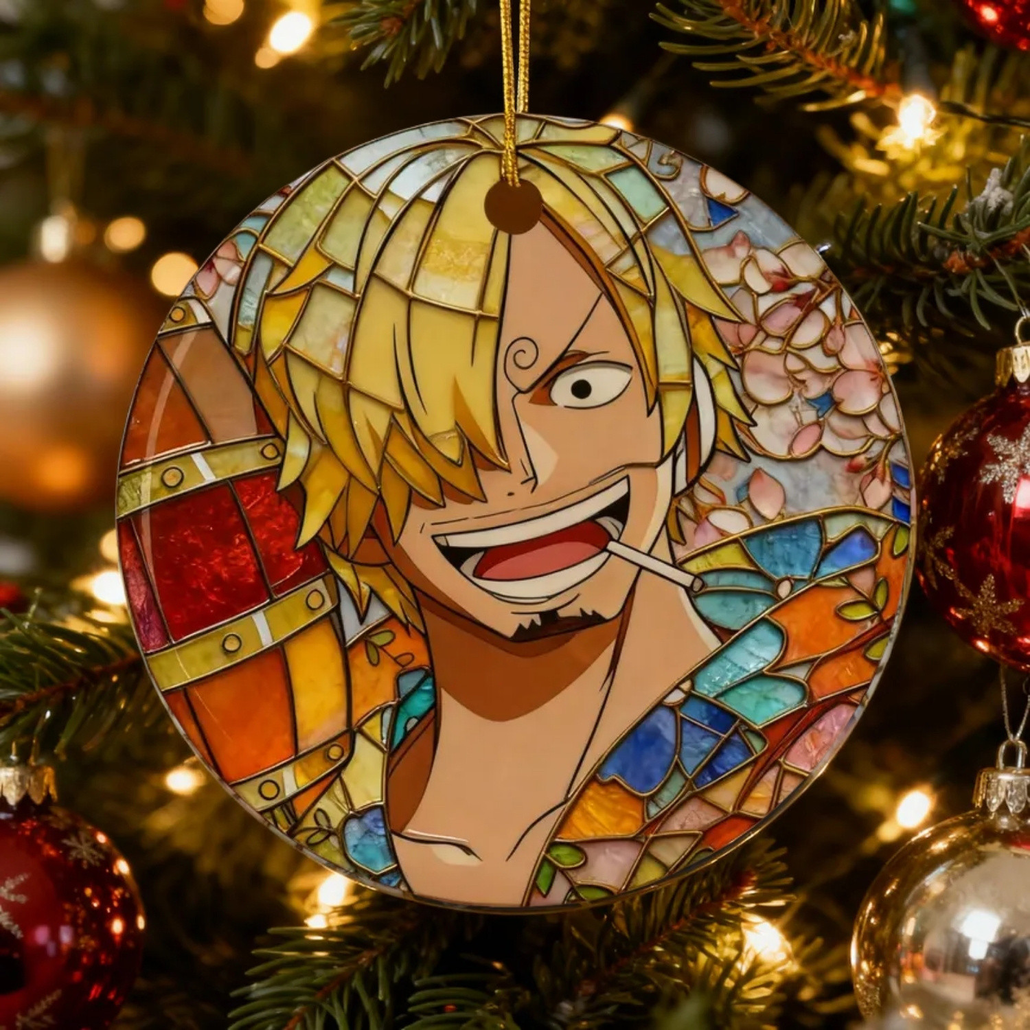 Sanji OP Christmas Ornament - Personalized 2-Sided Xmas Gift for Fans