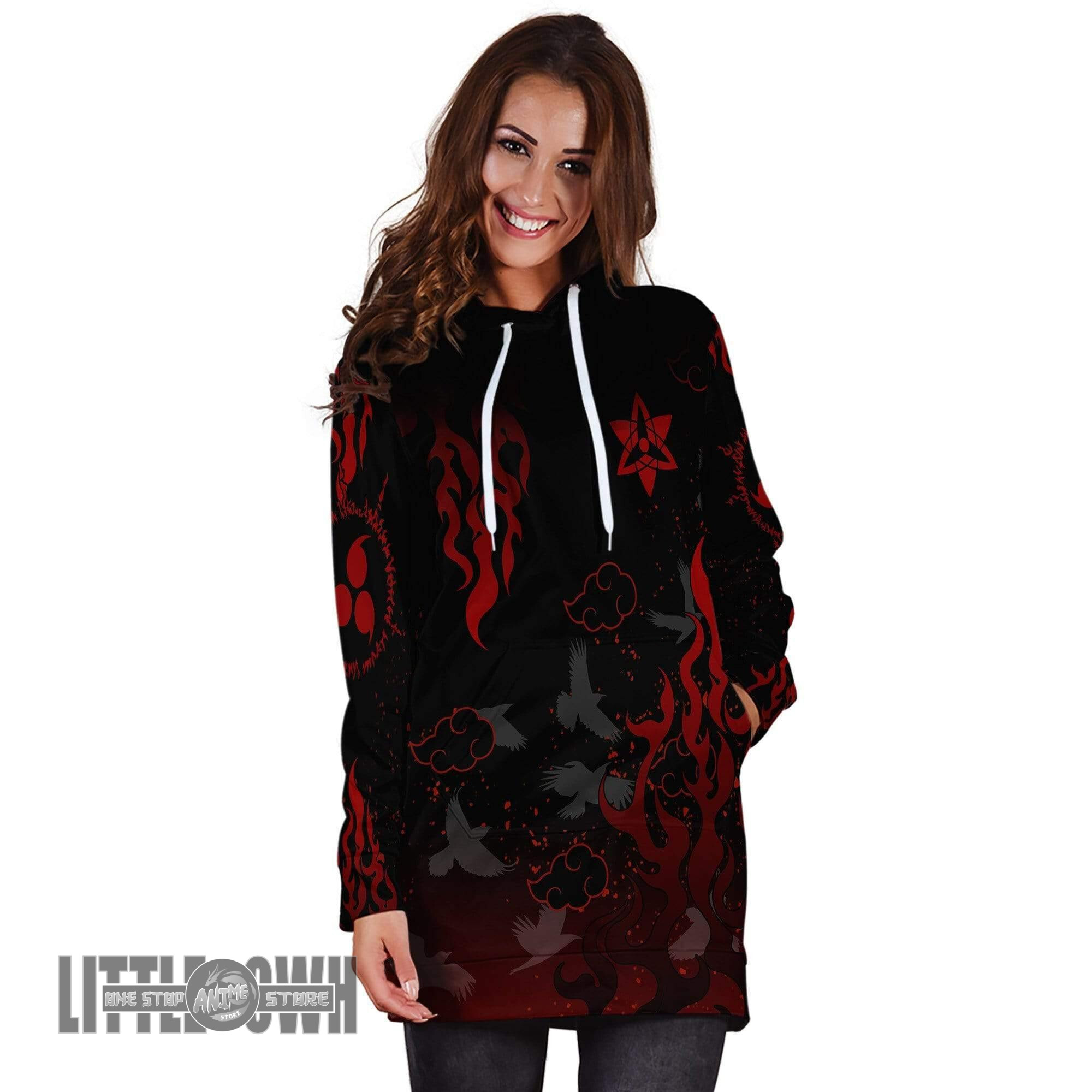 Sasuke Akatsuki Custom Women Hoodie Dress Naruto Anime Cosplay Costume