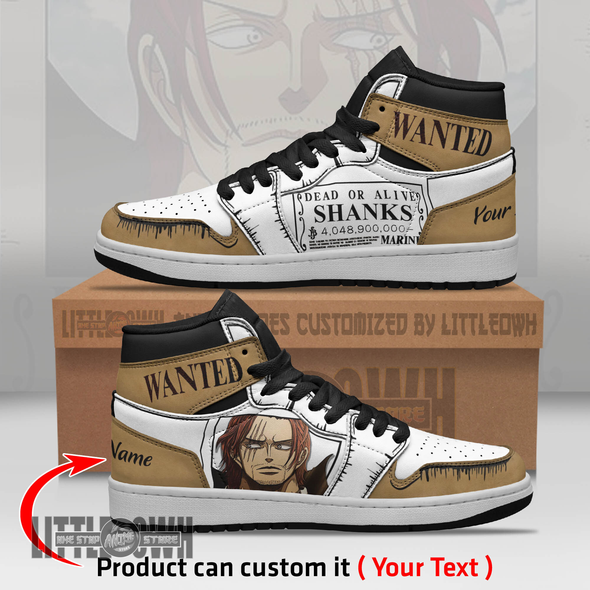 Shanks Wanted Personalized Shoes One Piece Anime Boot Sneakers