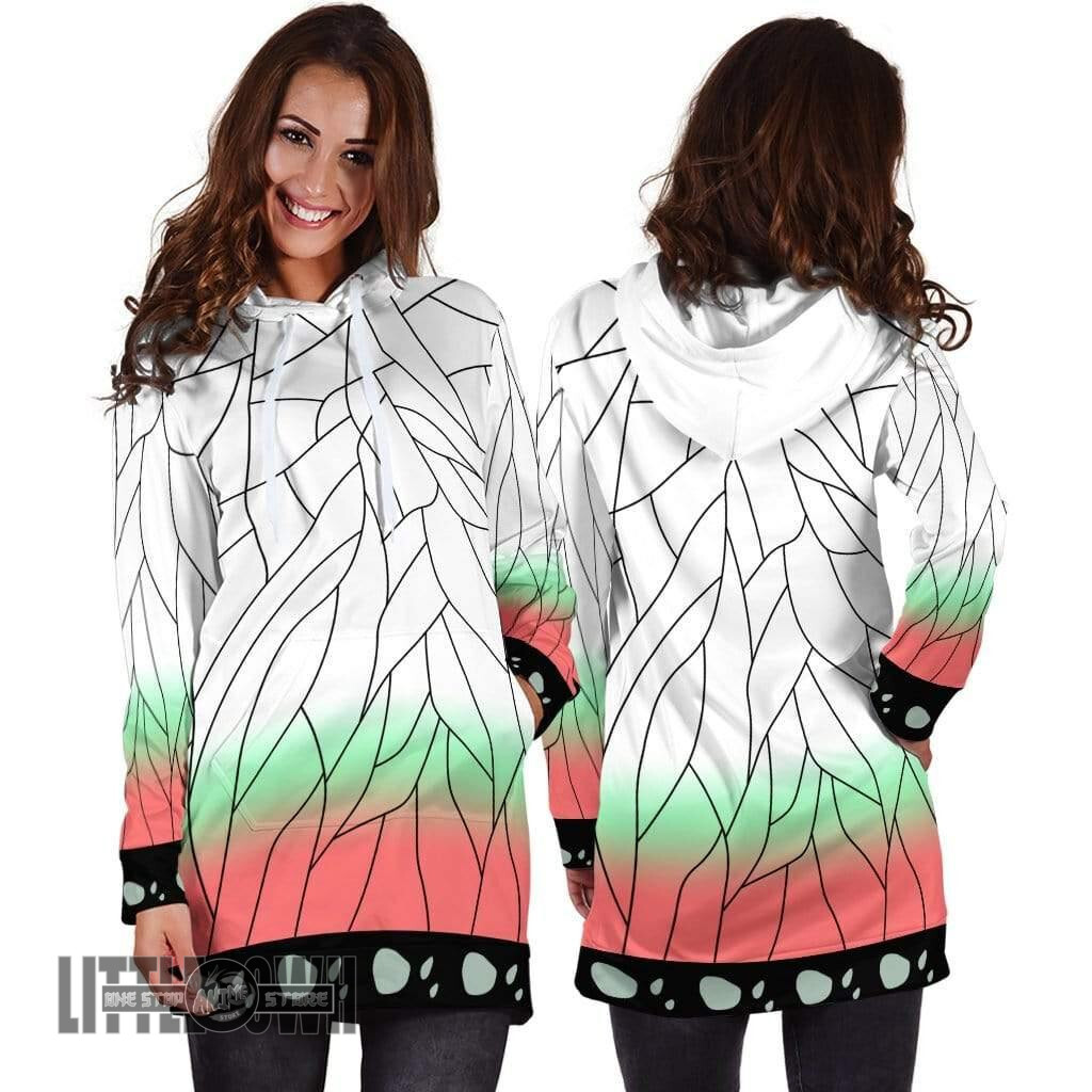 Alternative view of Shinobu Kocho Pattern Custom Anime Demon Slayer Women Hoodie Dress